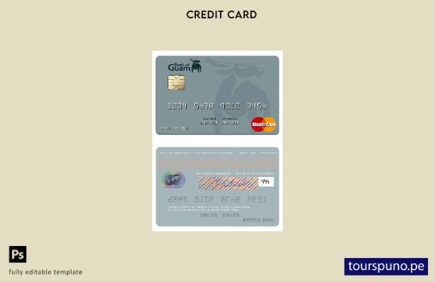 lista para imprimir plantilla de mastercard del Palau Bank of Guam